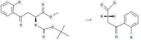 L-Kynurenine can be prepared by (2S)-Methyl 2-(N-tert-butoxycarbonylamino)-4-oxo-4-(2'-aminophenyl)butanoate